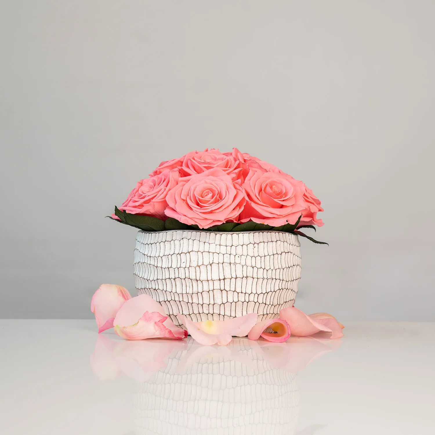 Infinity Crackle Keramikschale mit rosa Rosen